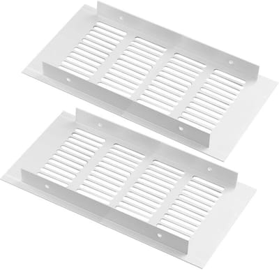 2x Ventilatie Roosters Wit Aluminium Rechthoekig voor Kast Afvoer - 100x200mm