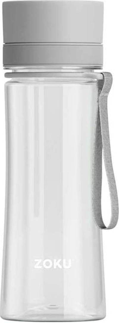 Drinkfles, 0.4 L, Polypropyleen/Siliconen, BPA vrij, Licht Grijs | Zoku