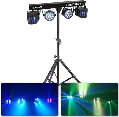 Feestverlichting Lichtset met Statief - BeamZ Partybar2 - 4 Kleuren - 170 cm - DMX of Muziekgestuurd