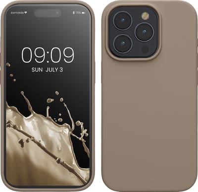 kwmobile Case voor iPhone 15 Pro - Slank TPU-Hoesje met Zachte Afwerking - In taupe