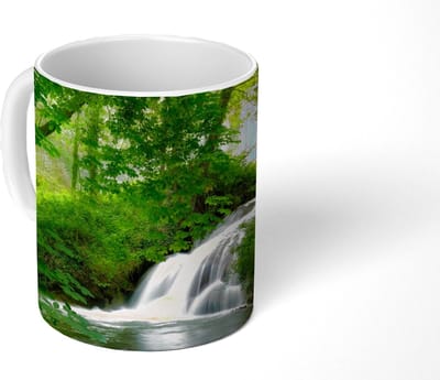 Mok - Koffiemok - Waterval - Natuur - Groen - Mokken - 350 ML - Beker - Koffiemokken - Theemok