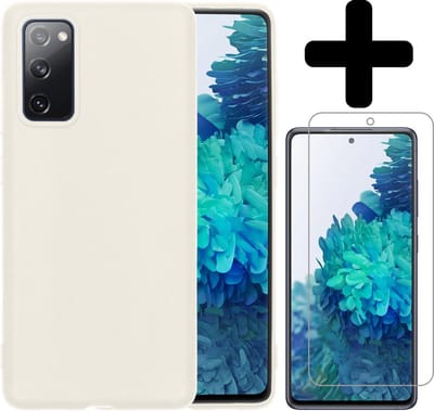Hoesje - Met Screenprotector - Geschikt voor Samsung Galaxy S20 FE - Sterk & Shockproof - Telefoon Hoes - Back Cover - Siliconen Case - Telefoonhoes - Wit