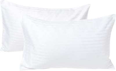 Homescapes Kinder Kussensloop 40x60 cm – Set van 2 – Wit – Satijnstreep 100% Egyptisch Katoen – OEKO-TEX®