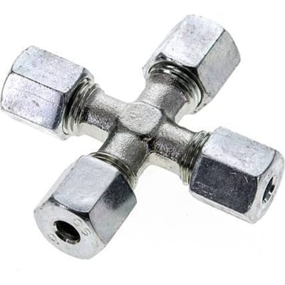 6S Verzinkt Stalen Kruissok Snijring 630 Bar DIN 2353 - FL4X-C-EZ-06-S