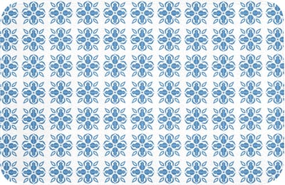 WC mat 60x40 cm - Antislip - Blauw - Wit - Tegel - Patroon - Toiletmat - Vloermat - Douchemat - Toilet tapijt - Toiletmatten