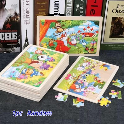 Jouets Éducatifs pour Bébés et Jeunes Enfants 24 Pièces Puzzle en Bois pour Enfants Puzzle d'Animaux Dessinés Jouet Interactif pour Enfants gray