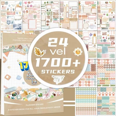 Planner Stickers Boekje - 1700+ Bullet Journal stickers - Week & Maand planning BOHO stickers waterverf - Ook perfect voor agenda