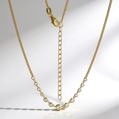 Cavill - Verstelbare Halsketting - 925 Sterling Zilver Verguld - Nigeriaanse Zirkoon 0,41 ct - Ronde Briljant Slijpsel Pavé Dames Sieraden