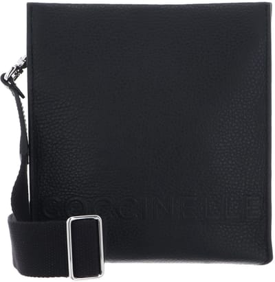 COCCINELLE Leren Schoudertas Myrtha Maxi Log Crossbody Bag Grained Leather Noir Zwart