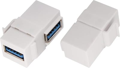 2x 90 Graden USB 3.0 A Keystone Adapter Koppeling Vrouwelijk naar Vrouwelijk Wit