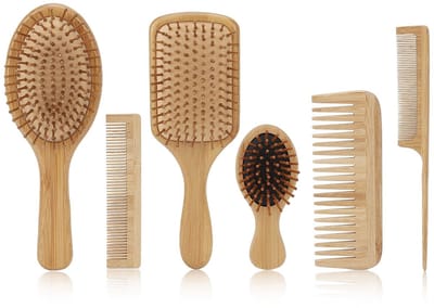 Dailygoods- Haarborstelkamset 6-delig - Ontwarrende Kam - Ergonomisch Handvat - Geschikt voor Alle Haartypes - Diverse Kamvormen - Voorkomt Haarbreuk - Haarkam