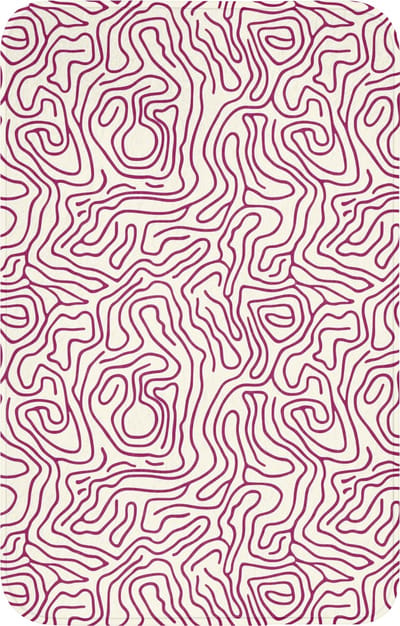 WC mat 50x80 cm - Antislip - Kronkelende lijn - Magenta - Crème - Toiletmat - Vloermat - Douchemat - Toilet tapijt - Toiletmatten