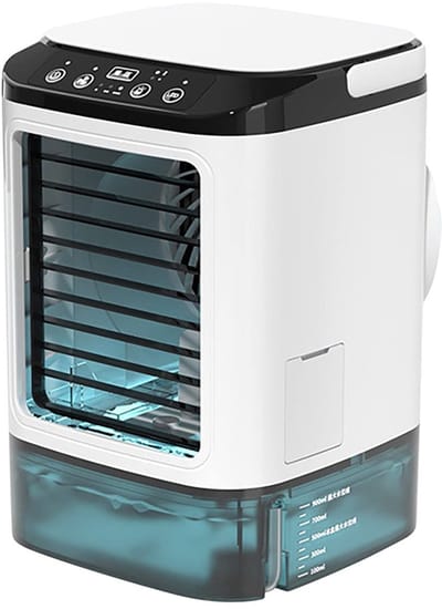 Draagbare airconditioner - 3 windsnelheden - USB oplaadbaar - stille en snelle verdampingskoeling - persoonlijke airconditioner met luchtbevochtiger voor thuis - kantoor - slaapkamer - reizen en kamperen.