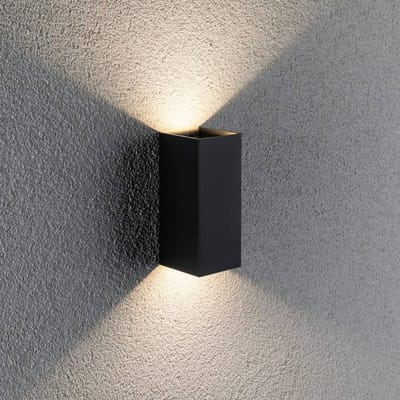 LED-wandlamp Flame IP44 hoekig 65x155 mm 3000K 2x2,8W 2x290lm 230V 105° Antraciet Aluminium