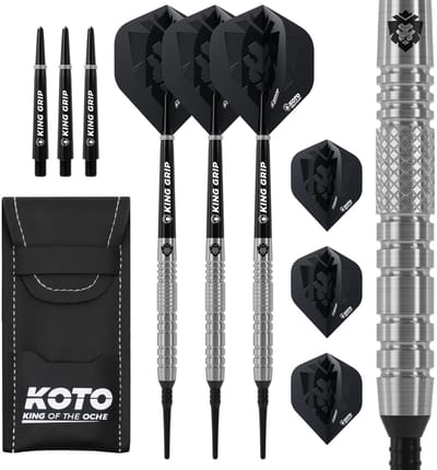 KOTO - Kingfly V2 Soft Tip Darts 18 Gram - Zilver - Lengte: 45.0mm - Dikte: 6.35mm - Firm Ringgrip