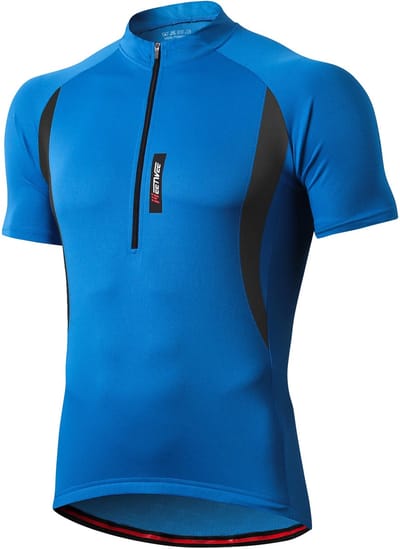 MEETYOO Herenfietsshirts Vochtafvoerend Korte mouwen Snel Fietsshirt Heren - Korte Mouwen - Wielershirt - Cycling ComfortFit Comfort Wielrenshirt Met 3 zakken en reflecterende strips-Blauw-XXXL