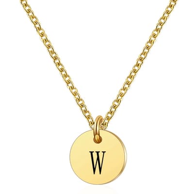 Marama - ketting letter W - RVS-Gold Plated - dames - cadeau - goud - ronde hanger - collier - luxe geschenkverpakking
