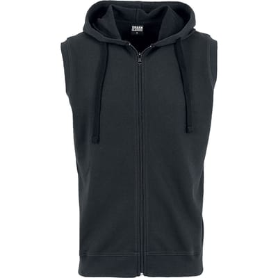 Urban Classics Vest met capuchon - Sleeveless Terry Zip Hoodie - S tot 5XL - voor Mannen - zwart