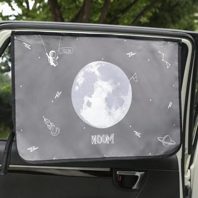 Autogordijn Magneet - Zonwering Raam - Bescherming Kinderen - Blokkeert UV - 48 x 68 cm - Maan