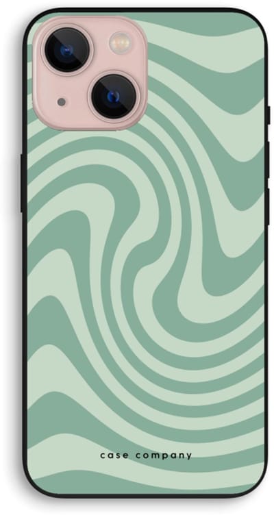 Case Company® - Hoesje geschikt voor iPhone 13 mini hoesje - Swirl Groen - Biologisch Afbreekbaar Telefoonhoesje - Bescherming alle Kanten en Schermrand