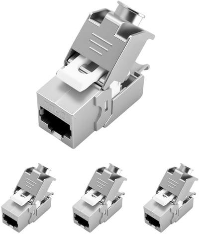 Keystone Jack Modules 4 stuks voor CAT7, CAT6 en CAT6a - 1000MHz, 10Gbit/s, Netwerkconnectoren, STP, Schermdraad, Installatiekabel