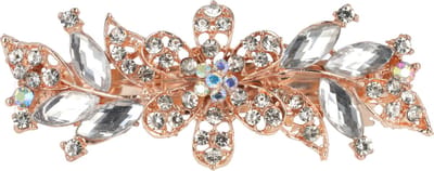 Haarsoires Haarspeld Patentspeld 9cm - Bloemvorm – Facet & Strass Steentjes - Zilver - Haarspelden voor Dames - Haarklem - Haarclip - Haaraccessoires - Hair Clip - Decoratieve Haaraccessoire