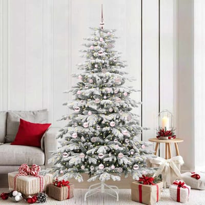 vidaXL - Kunstmatige - Hinged - Kerstboom - Wit - 210 - cm - PE - en - PVC