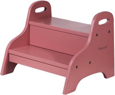 Kindsgut - Opstapkrukje Kind - Roze houten ontwerp - 2 treden - Duurzaam & Eenvoudige montage - Toiletkrukje kinderen