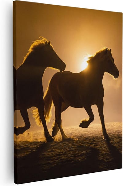 Artaza Canvas Schilderij Paard - 40x50 cm - Wanddecoratie Woonkamer - Muurdecoratie Dieren - Kamer Accessoires