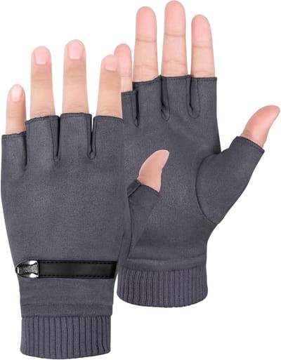 Warme Suède Halfvinger Handschoenen voor Winter met Touchscreen voor Mannen en Vrouwen