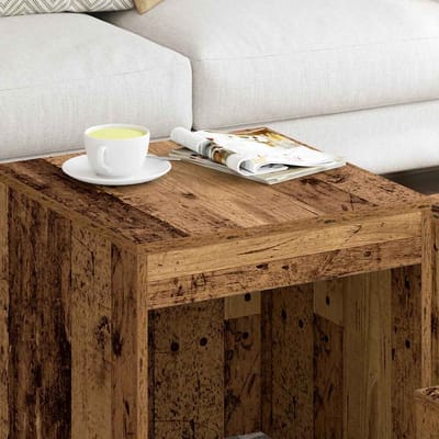 vidaXL - 3-delige - Tafeltjesset - bewerkt - hout - oud - houtkleurig