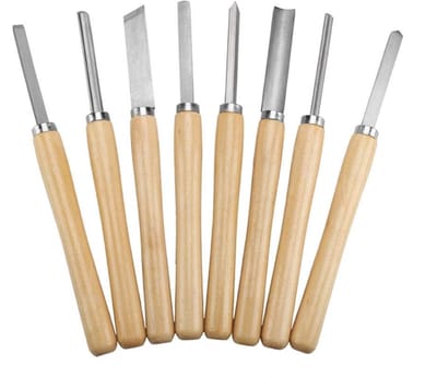 Dailygoods- Tornio Houtbewerkingsset - 8 Gereedschappen - Houten Handgreep - Roestvrij Stalen Kop - Lichtgewicht - Voor Kunstenaars - Houtbewerkingsgereedschap
