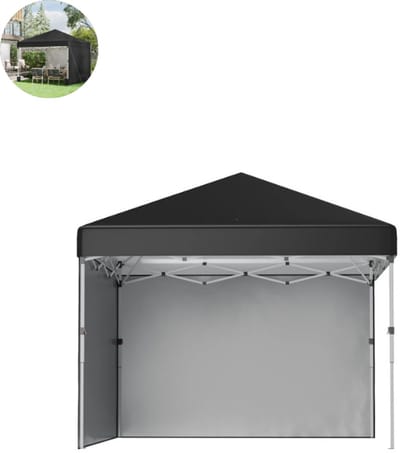 Partytent opvouwbaar - Paviljoen - 3x3 m - Easy up - Waterdicht - met Zijwanden - Weerbestendig - Zwart