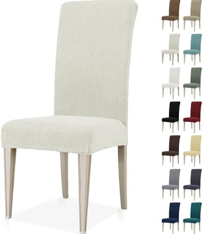 Stretch Stoelhoezen 6 Stuks, Moderne Elastische Stoelhoes, Universele Eetstoelhoezen Voor Eetkamerstoel, Verwijderbare Wasbare Eetkamerstoelhoezen Voor Thuis Restaurant Hotel, Natuurlijk Wit