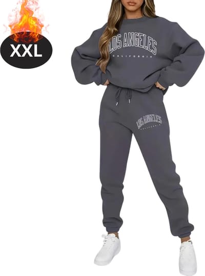 Nivard Joggingpak - Huispak - Volwassenen - Trainingspak - Comfortabel - Joggingsbroek - Tracksuit - Dames - Winter - Donkergrijs - XXL