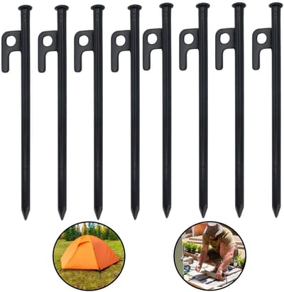 Dailygoods- Tentharingen 8 Stuks van Gesmeed Staal - Robuuste Haringen - Campingaccessoires - Tuinfixatie - Duurzaam - Betrouwbaar - Tentpinnen