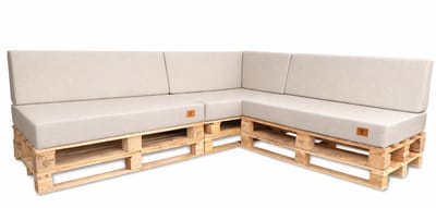 Palletkussenset 7-delig - Kussens voor palletbank en palletmeubels - UV-bestendig - Voor binnen en buiten, uv beige rechts