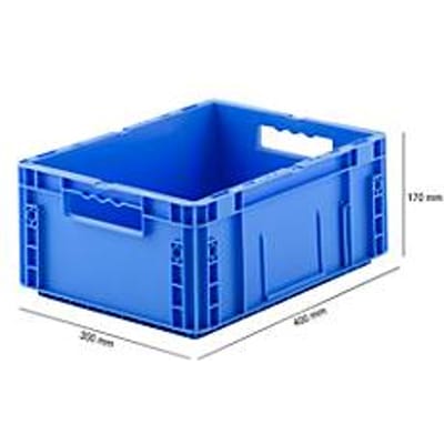 Stapelbak Euro serie MF 4170- polypropeen -  L 400 x B 300 x H 170 mm - 14,6  l - open handgrepen -blauw