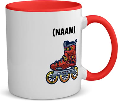 Akyol - rolschaats met eigen naam koffiemok - theemok - rood - Sport - fanatieke rolschaatsers - sport - verjaardagscadeau - klein cadeautje - kado - gift - geschenk - verrassing - 350 ML inhoud