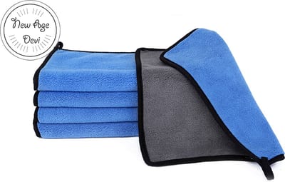 Microvezel autodoek - Autopoetsdoek - Auto schoonmaken - Microvezeldoek - 5stuks - Droogdoek - 30/60cm - Blauw/Zwart