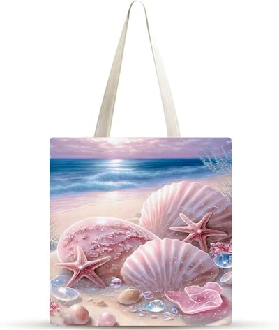 Strandtas Stoffen Tas - Bedrukte Herbruikbare Tas - Dagelijks Gebruik - Flexibel Opvouwbaar Ontwerp - 38 x 34 cm - Roze