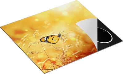 Chefcare Inductie Beschermer Oranje Vlinder in het Oranje Veld - 60x50 cm - Afdekplaat Inductie - Kookplaat Beschermer - Inductie Mat