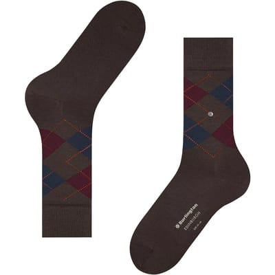 Burlington Edinburgh gedessineerd wol sokken heren bruin - maat 46-50