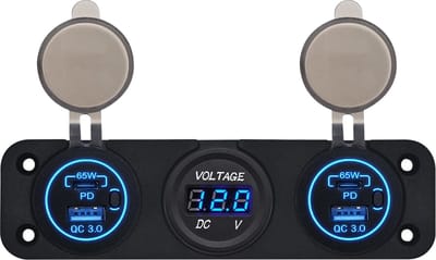 ProRide 12V USB Autolader 4 Poorten - 65W/QC3.0 - P19172 - Drievoudig inbouw met Voltmeter