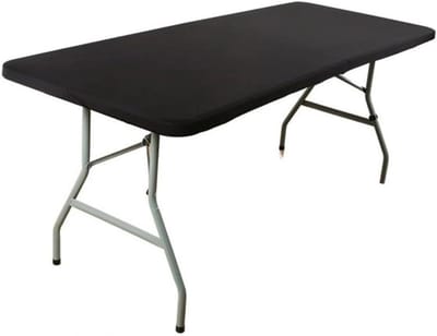 Tafelhoes Rechthoekig - Beschermhoes Tafel - Buiten Bijeenkomsten - Elastische Rand - 243 x 76 cm - Zwart
