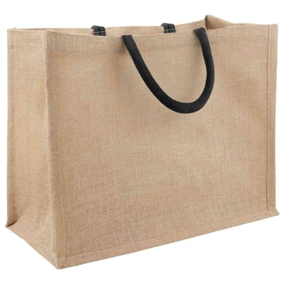 vidaXL - Jute - Handtassen - 50 - Naturel - en - Zwart - 42 - x - 33 - x - 19 - cm