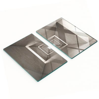 Set van gehard glazen keukenplanken met betonprint, 2x40x52 cm