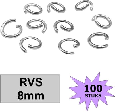 Fako Bijoux® - Jump Ring - Oogjes - Ringetjes - Sieraden Maken - RVS - 8mm - 100 Stuks