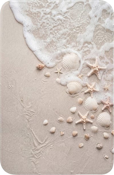 WC mat 40x60 cm - Antislip - Schelpen - Zeesterren - Strand - Toiletmat - Vloermat - Douchemat - Toilet tapijt - Toiletmatten