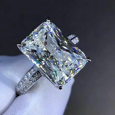 Sterling Nouvelle Mode Grosse Pierre de Cristal Carrée Bague de Mariage pour Femmes Luxe Fiançailles Fête Anniversaire 7 gray